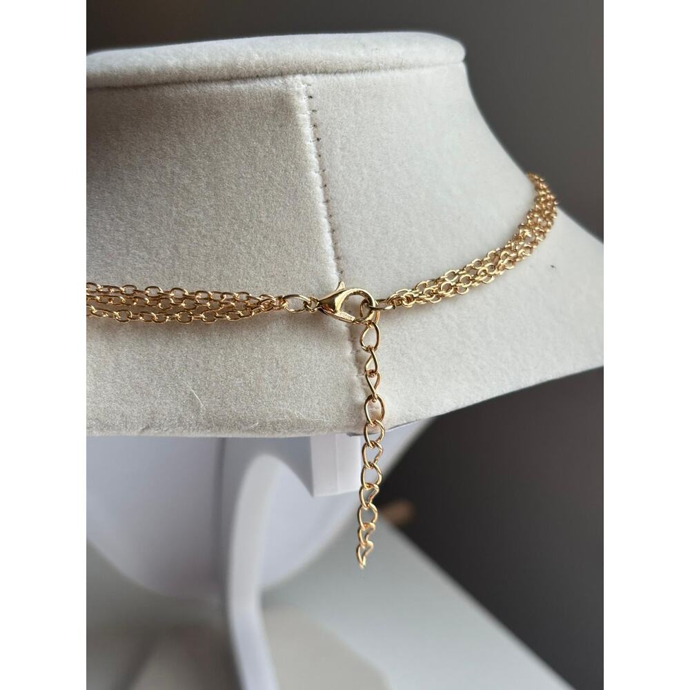 Gold Layered Necklace Minimal Geometric Bar Coin Pendant Dainty - Picture 7 of 7